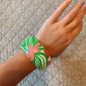 lilly pulitzer pink green printed bangle bracelet
